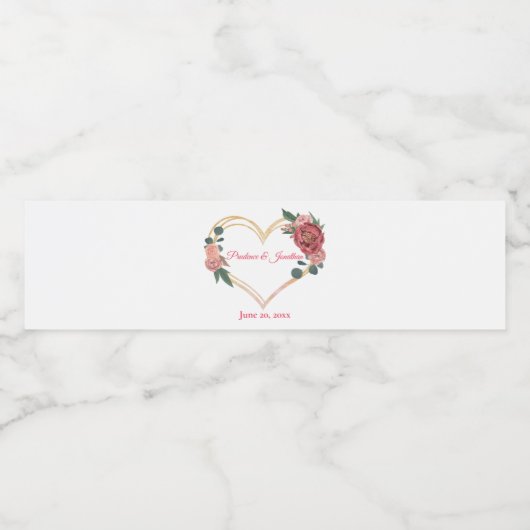 Rustieke Blush Peach Boho Rozen Elegante bruiloft Waterfles Etiket (Enkel label)