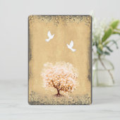 Rustieke Blush Peach Tree Dove Love Bird Wedding Kaart (Staand voorkant)