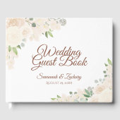 Rustieke Blush Perzik Bloemen Boho Chique Bruiloft Gastenboek (Voorkant)