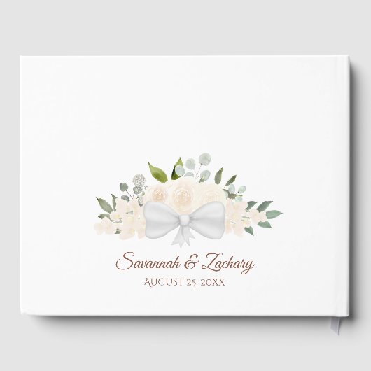 Rustieke Blush Perzik Bloemen Boho Chique Bruiloft Gastenboek (Achterkant)