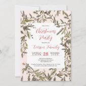 Rustieke blush Pine Branches Elegant Kerstfeest Kaart (Voorkant)