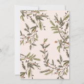 Rustieke blush Pine Branches Elegant Kerstfeest Kaart (Achterkant)