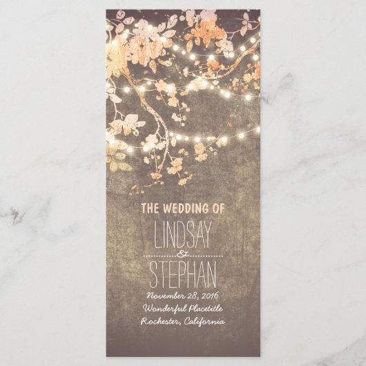 Rustieke Blush Pink Tree takken bruiloft programma Programmakaart (Voorkant)