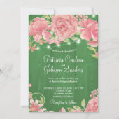 Rustieke blush pioenrozen en lichten op groen schu kaart (Voorkant)