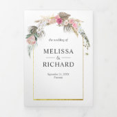 Rustieke Blush Roze Bloemen Boho Pampas Arch Bruil Drieluik Uitnodiging (Cover)