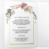 Rustieke Blush Roze Bloemen Boho Pampas Arch Bruil Drieluik Uitnodiging (Binnenzijde eerst)