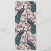 Rustieke Blush Roze Bloemen Pauw Vogel Wedding Men Menu (Achterkant)
