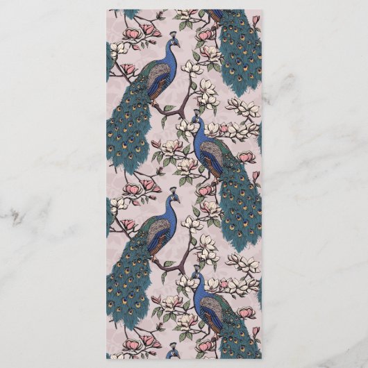 Rustieke Blush Roze Bloemen Pauw Vogel Wedding Men Menu (Achterkant)