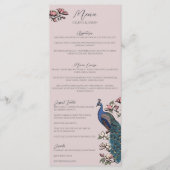 Rustieke Blush Roze Bloemen Pauw Vogel Wedding Men Menu (Voorkant)