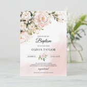 Rustieke blush roze bloemengouden bloemen boho doo kaart (Staand voorkant)