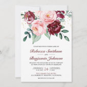 Rustieke Blush Roze Bourgogne Bloemencode met QR C Kaart (Voorkant)