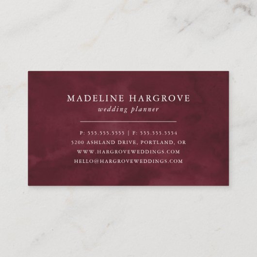 Rustieke Blush Roze Bourgondië en Paarse Bloemen Visitekaartje (Achterkant)