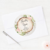 Rustieke blush roze crème bloemenhouten plak ronde sticker (Envelop)