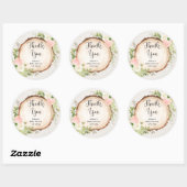 Rustieke blush roze crème bloemenhouten plak ronde sticker (Vel)