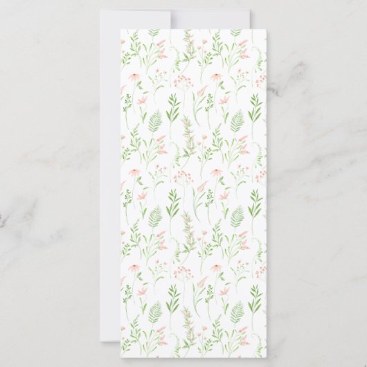 Rustieke blush roze groene bloem bruiloft menu (Achterkant)