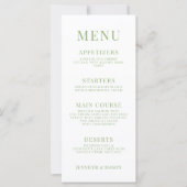 Rustieke blush roze groene bloem bruiloft menu (Voorkant)