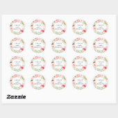 Rustieke Blush Roze Pioen Krans Bruiloft gunst Ronde Sticker (Vel)