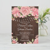 Rustieke blush roze pioenen en lichten op schuur h kaart (Staand voorkant)