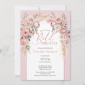 Rustieke Blush roze pioenen pampas Bridal brunch Kaart (Voorkant)