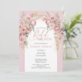 Rustieke Blush roze pioenen pampas Bridal brunch Kaart (Staand voorkant)