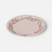 Rustieke blush roze rood groene krans grens vakant papieren bordje (Gekanteld)