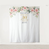 Rustieke blush roze rozen eucalyptus 30ste verjaar wandkleed (Voorkant)