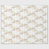 Rustieke blush roze rozen eucalyptus 40ste verjaar cadeaupapier (Vlak)