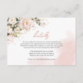 Rustieke blush roze rozen eucalyptus goud details informatiekaartje (Voorkant)