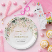 Rustieke blush roze rozen eucalyptus & gouden brui papieren bordje (Feest)