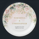 Rustieke blush roze rozen eucalyptus & gouden brui papieren bordje<br><div class="desc">De Rustic Blush Pink Roses, Eucalyptus en Gold Wedding Paper Borden stralen elegantie en charme uit, waardoor ze een perfecte keuze zijn voor een verfijnd en romantisch huwelijksfeest. Deze borden zijn voorzien van een prachtige combinatie van blozend roze rozen, verfrissende eucalyptusbladeren en elegante gouden accenten, waardoor je een vleugje luxe...</div>