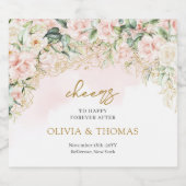 Rustieke blush roze rozen eucalyptus gouden bruilo sparkling wijnetiket (Enkel label)