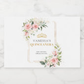 Rustieke blush roze rozen eucalyptus quinceañera likeurfles etiket (Enkel label)