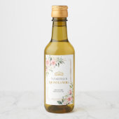 Rustieke blush roze rozen eucalyptus quinceañera wijn etiket (Voorkant)