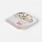 Rustieke blush roze rozen eucalyptus zoet zestien papieren bordje (Gebogen)