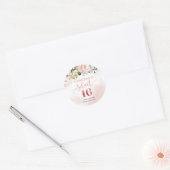 Rustieke blush roze rozen eucalyptus zoet zestien ronde sticker (Envelop)