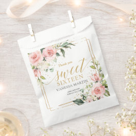 Rustieke blush roze rozen goud boho zoet zestien bedankzakje