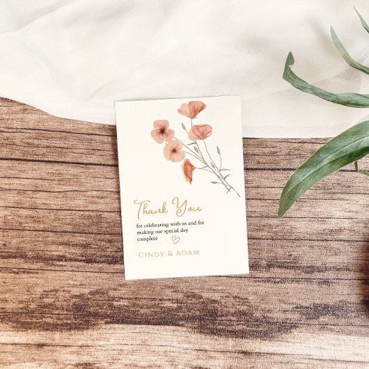 Rustieke Blush Roze Wildflower Wedding Bedankkaart