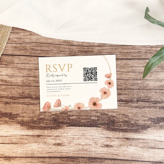 Rustieke Blush Roze Wildflower Wedding RSVP Kaartje