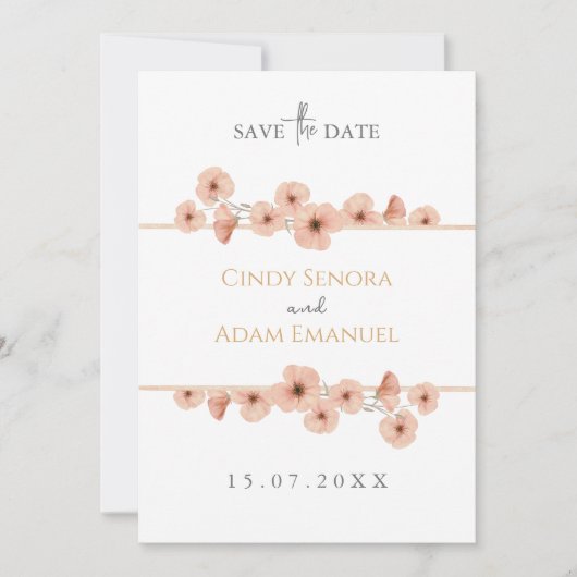 Rustieke Blush Roze Wildflower Wedding Save The Date (Voorkant)