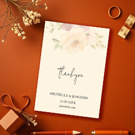 Rustieke Blush Rozen Boho Bloemige Waterverf Bedankkaart