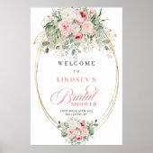 Rustieke Blush Rozen Eucalyptus Gouden Bruidsdouch Poster (Voorkant)