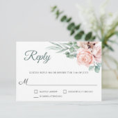 Rustieke Blush Waterverf Bloemen Huwelijk RSVP (Staand voorkant)