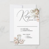 Rustieke Blush Waterverf Cowboy Boots & Wildflower RSVP Kaartje (Voorkant)