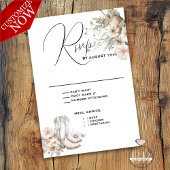 Rustieke Blush Waterverf Cowboy Boots & Wildflower RSVP Kaartje