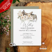 Rustieke Blush Waterverf Zadel & Wildflowers Kaart