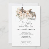 Rustieke Blush Waterverf Zadel & Wildflowers Kaart (Voorkant)