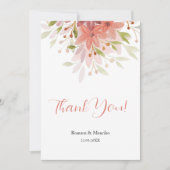 Rustieke Blush Wildflower Waterverf Kunst Bedankkaart (Voorkant)