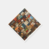 Rustieke Boek en Teken Typografie Art Collage Servet (Hoek)