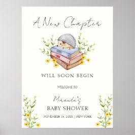 Rustieke Boeken Floral Hedgehog Baby shower Welkom Poster