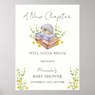 Rustieke Boeken Floral Hedgehog Baby shower Welkom Poster